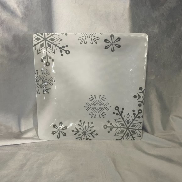 Melamine White & Sliver Snowflake Platter, Tray & Bowl Set - Picture 5 of 9